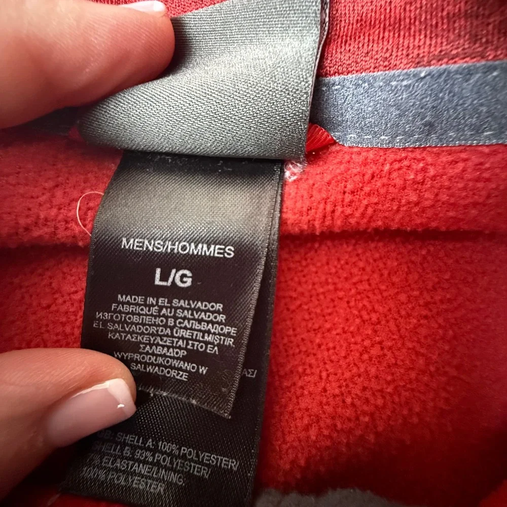 The North Face Mens Large Red Heathered‎ Quarter Zip Fleece Pullover Jacket L